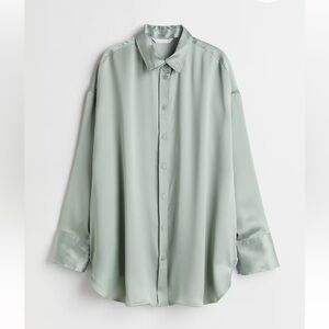 H&M Wide-Cut Blouse Mint Green Size S